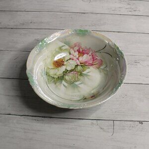 Antique Bone China Serving Bowl Flowers Germany
